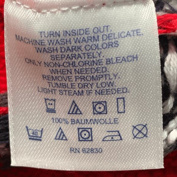 Infant Lands End Sweater Red Fair Isle QuarterZip Mock Neck Knit Size 24 Months - Picture 6 of 8